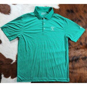 Nike Golf Dri-Fit Arthur Hills Hilton Head Polo Golf Shirt Green Striped Large